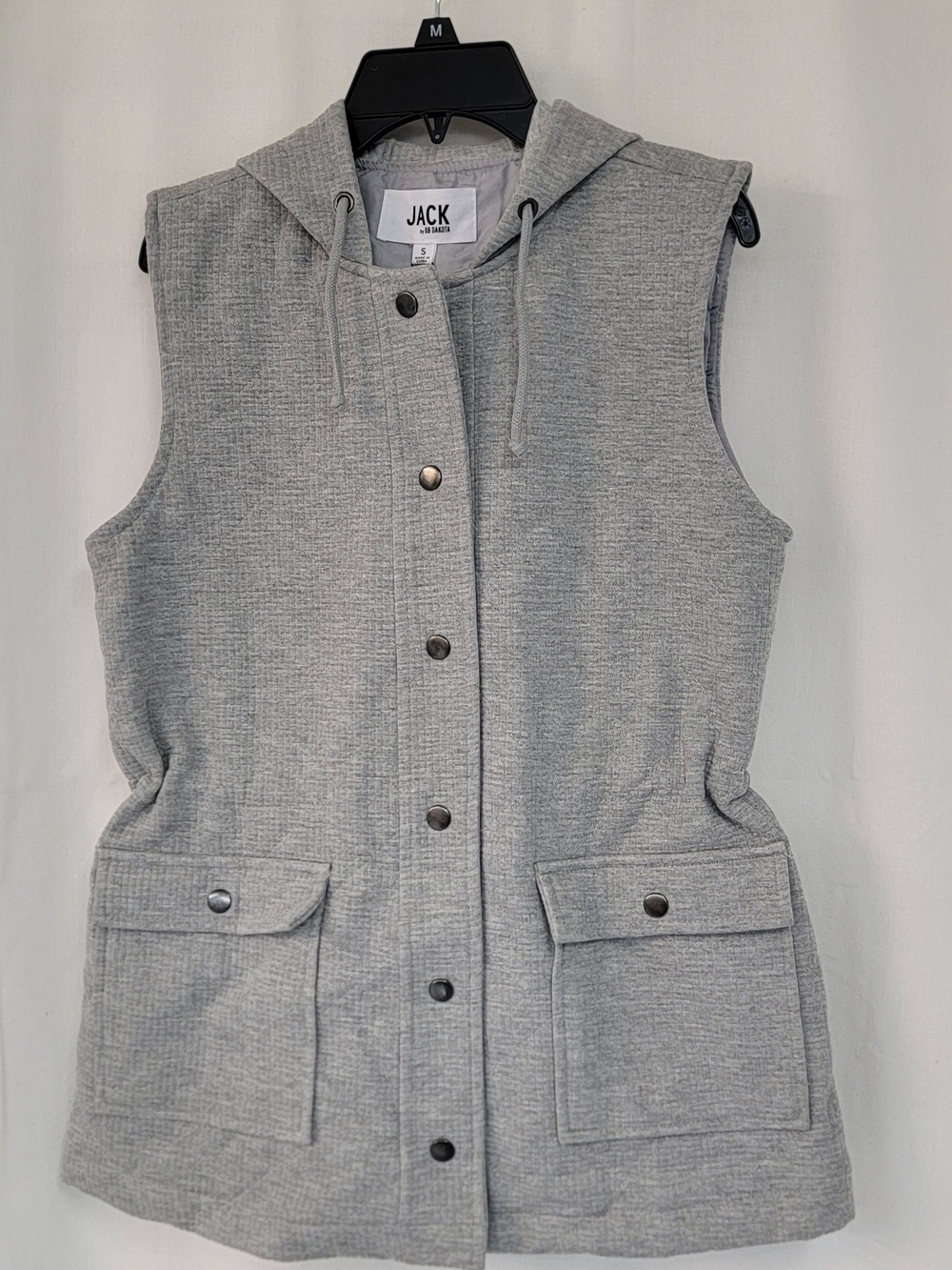 Jack by BB Dakota by Jones Sleeveless Hooded Gray Quilted Vest